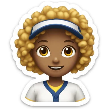 Curly haired girl wearing her softball uniform  sticker