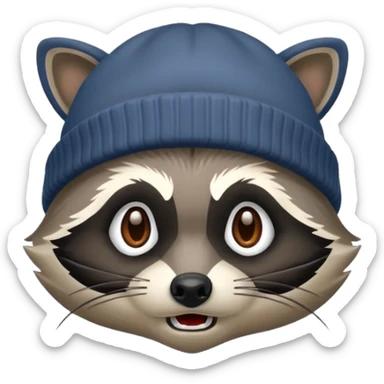 Angry Raccoon bandit with beanie hat sticker