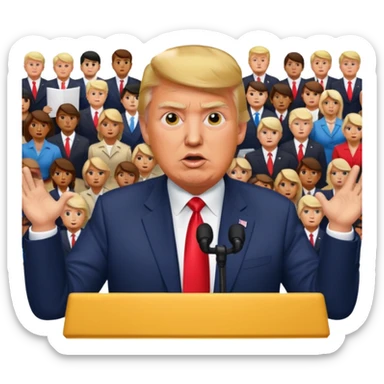 Donald Trump speaking at a rally sticker