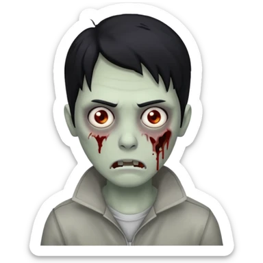 zombie com cabelo preto e fundo azul sticker