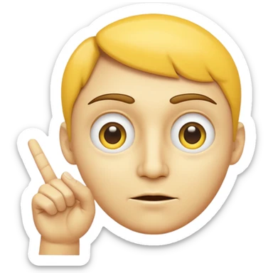 Yellow face with half-closed eyes and a pointing hand representing "I'm watching you" sticker