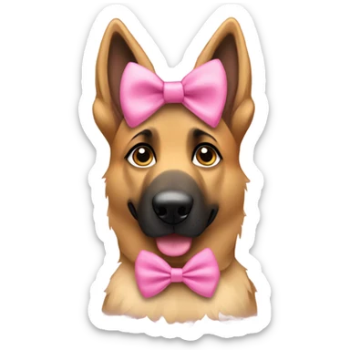 Girl German shepherd with a pink bow in her hair sticker