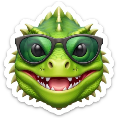 capitalist iguana head with black sunglasses smiling sarcastically sticker