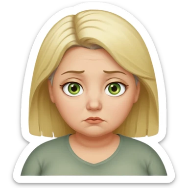 Overweight, blonde and grey haired female with golden green Hazel eyes having a bad week rolling eyes animated sticker