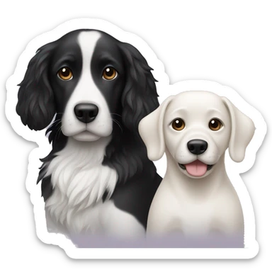 Two dogs one Black and one white dog  sticker