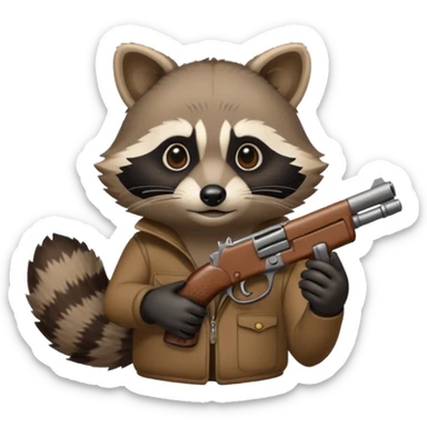 A raccoon pointing a gun at its head sticker