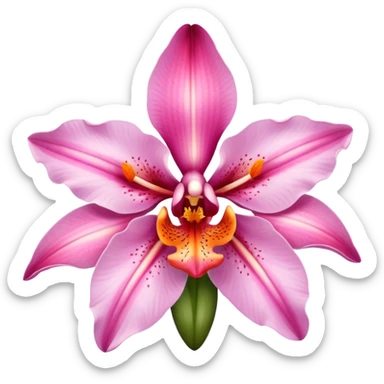 close-up pink and orange orchid and oriental lily flower sticker