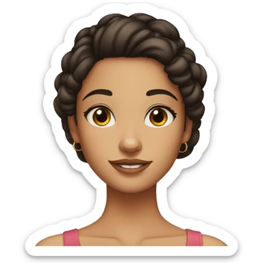 girl, big nose, black hair in bun, hoop earrings, brown eyes, tan skin, freckles sticker