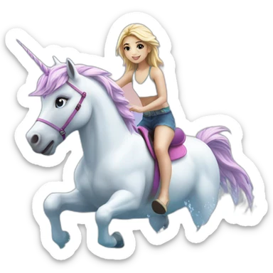 Girl-riding-rainbow-unicorn-in-water-frozen-cube sticker