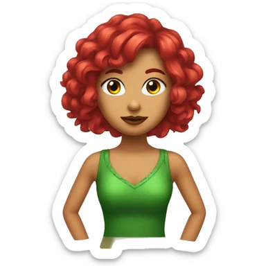 Chica cabello rojo y ondulado con ojos verdes sticker
