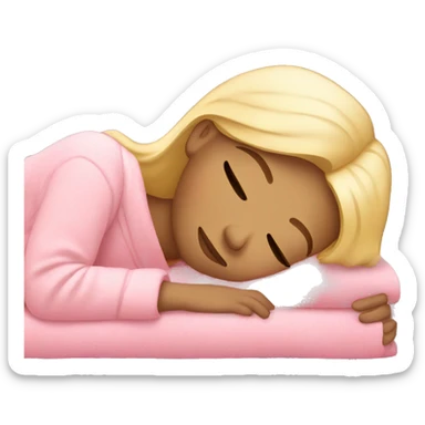 blonde girl sleeping on side with pink blanket sticker