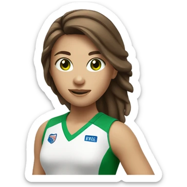 girl with brown hair and green eyes playing volleyball  sticker