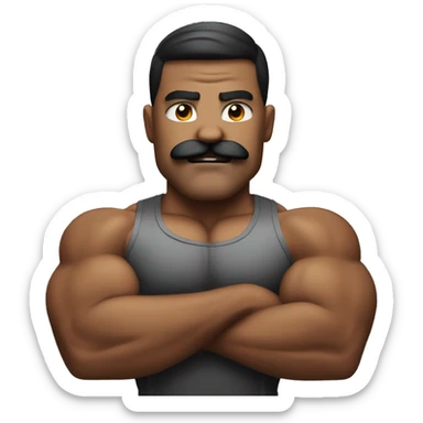 Bodybuilder with the mustache flexing his muscles sticker