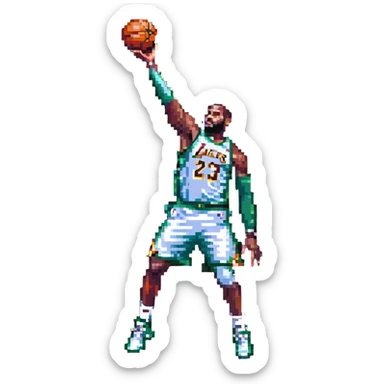 LeBron James shooting a basketball sticker