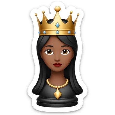 black queen chess piece, classic chess queen with a crown, elegant sticker