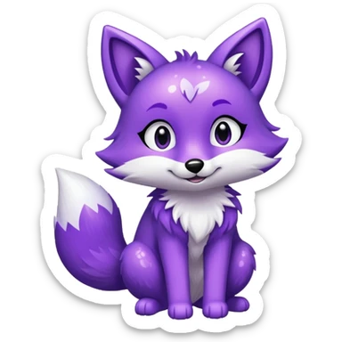 glitter purple and cian fox sticker