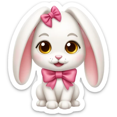cute bunny with coquette bow sticker
