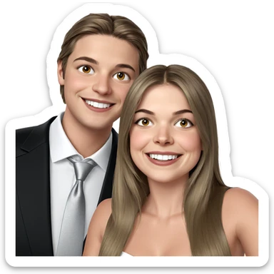 smiling couple in formal attire sticker