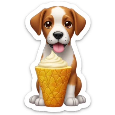 a pudding dog in pineapple, high definition sticker