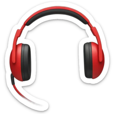 red headphones with mic sticker