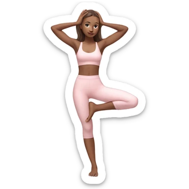 Aesthetic Ukrainian yoga girl with brown hair in light pink yoga outfit. Full body  sticker