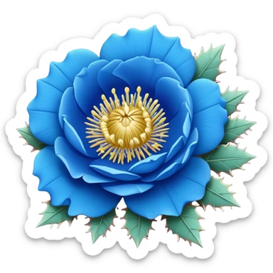 blue prickly rose sticker