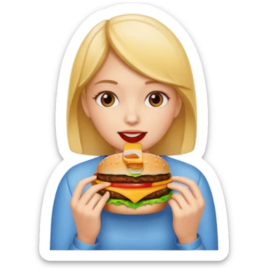 Girl eating a Hamburger  sticker