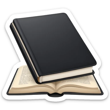 open book with black cover and with completely white pages sticker