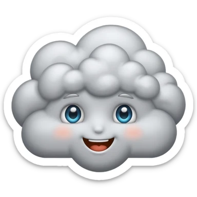 cute Thunderstorm Cloud, eyes, gray sticker