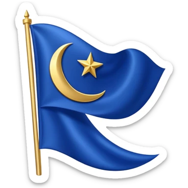 a blue flag with the crescent moon and star like the turkiye flag sticker