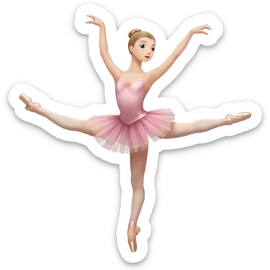 Icon for Ballet: a graceful ballerina in a tutu, poised in an elegant dance position, with a ballet barre and soft stage lighting. The icon should represent the art of ballet, with focus on fluid movement and classical performance. Transparent background. sticker