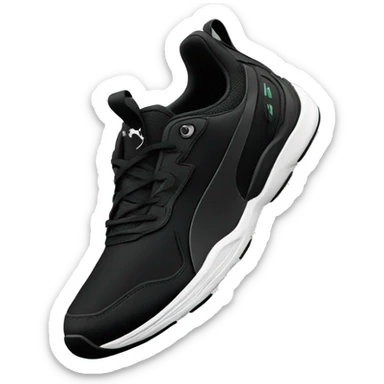 black puma running shoes black logo sticker