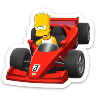 bart simpson driving a red ferrari car sticker