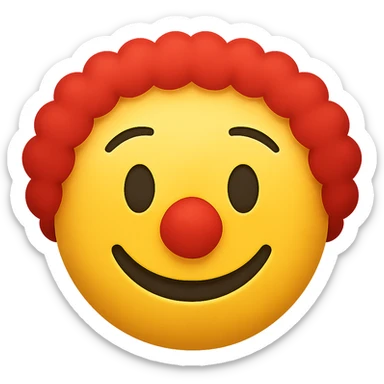 yellow face with red clown wig emoji, digital illustration sticker