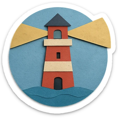 lighthouse in a circle frame sticker
