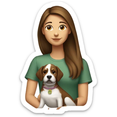 girl with brown hair and dog sticker