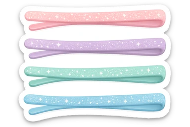 girly sparkling bobby pins, pastel colors, no background sticker