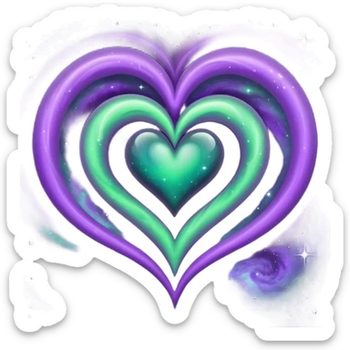 green and purple galaxy heart sticker