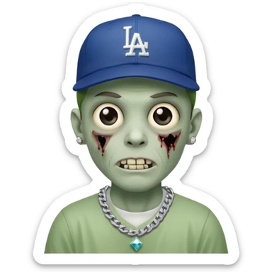 Zombie con gorra de los Dodgers y cadena con diamantes  sticker