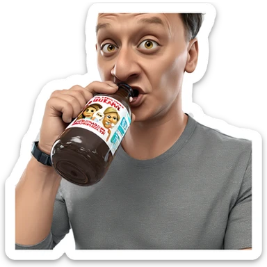 drinking from a bottle sticker