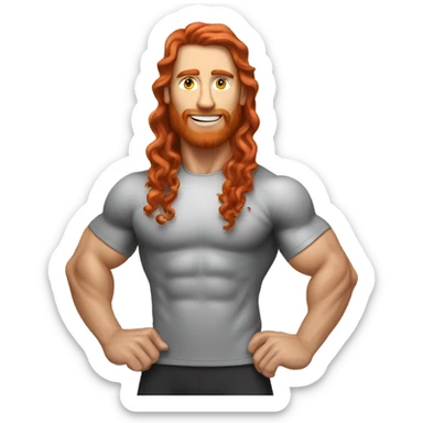 Sporty kettlebelt coach with long curly red hair sticker