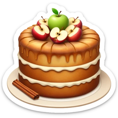 cinematic-realistic-apfelkuchen-dessert-emoji,-depicted-as-a-classic-apple-cake-bursting-with-cinnamon-and-apples-rendered-with-soft-textures-and-warm,-inviting-lighting. sticker