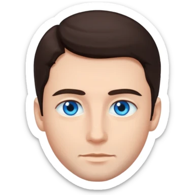 homme yeux bleu azur cheveux brun foncé sticker