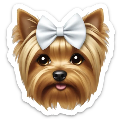 yorkie with white bow sticker