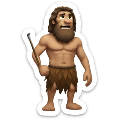 Caveman standing in slanting cave sticker