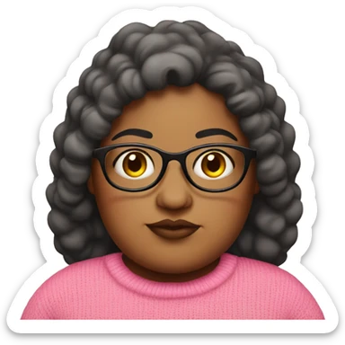 Fat girl with thick glasses in pink jumper  sticker