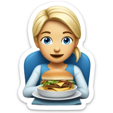 girl eating in a chair abd has blue eyes sticker
