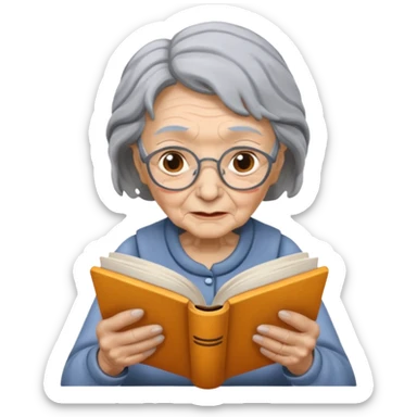 old woman read book sticker