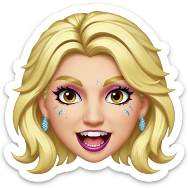 ke$ha with glitter making a snarling fun face sticker