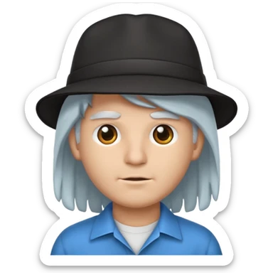 Menino branco de cabelo escuro, boné preto, olhos azuis sticker